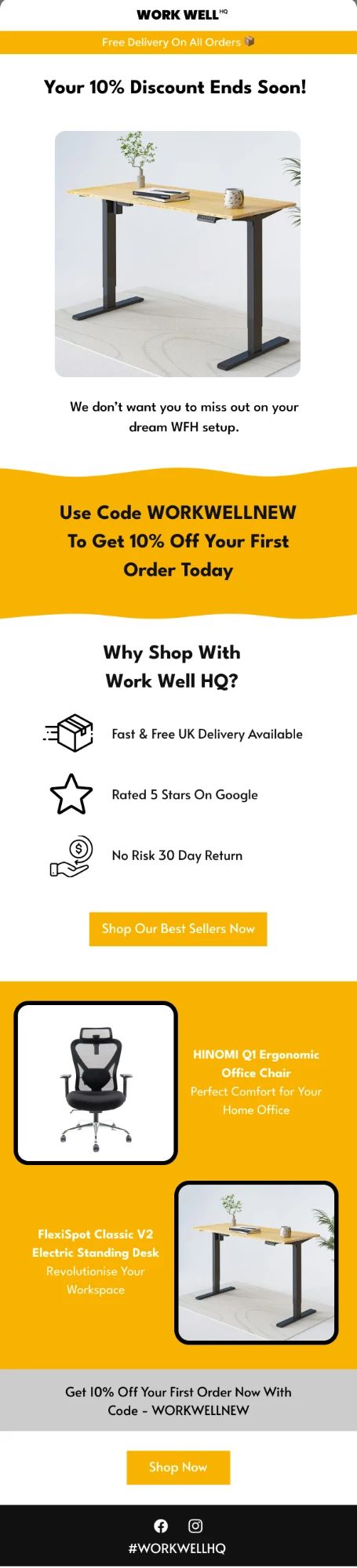 Work Well HQ discount reminder email